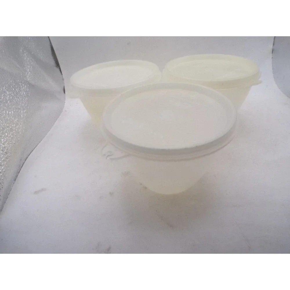 Vintage Tupperware Wonderlier Bowls Set of 3‎ Sheer White with Lids 4 Inch Round